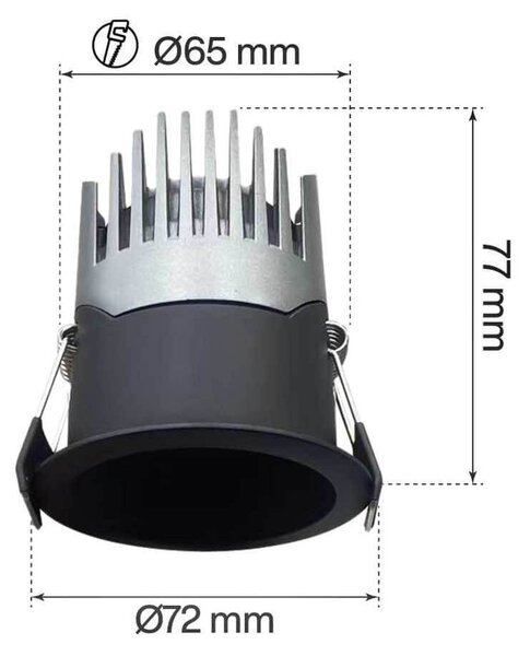 Faro LED da Incasso 10W Nero Ø65mm IP65 CCT UGR19 con driver Philips Colore Bianco Variabile CCT