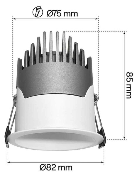 Faro LED da Incasso 15W Foro Ø75mm IP65 CCT UGR19 con driver Philips Colore Bianco Variabile CCT