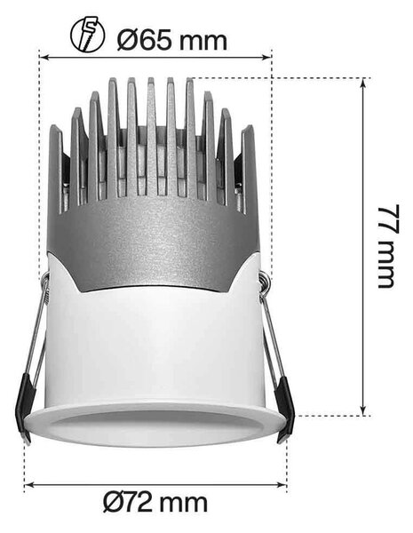 Faro LED da Incasso 10W Foro Ø65mm IP65 CCT UGR19 con driver Philips Colore Bianco Variabile CCT