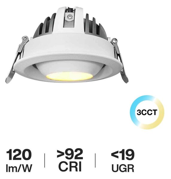 Faro LED da Incasso 12W Ø75mm IP40 Orientabile con driver Philips Colore Bianco Variabile CCT