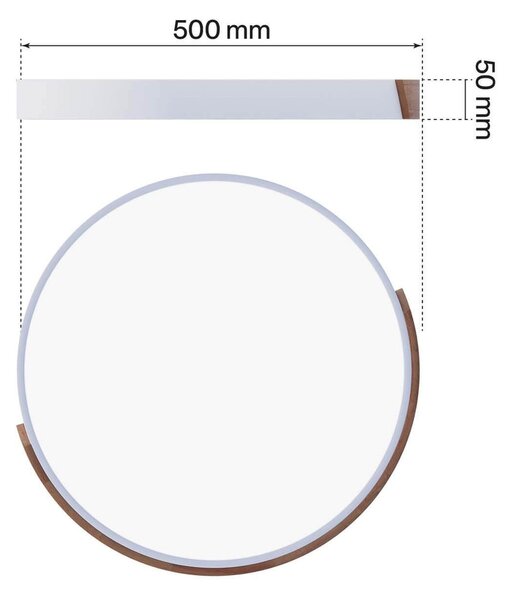 Plafoniera LED Rotonda 36W CCT Ø500mm Legno/Bianco
