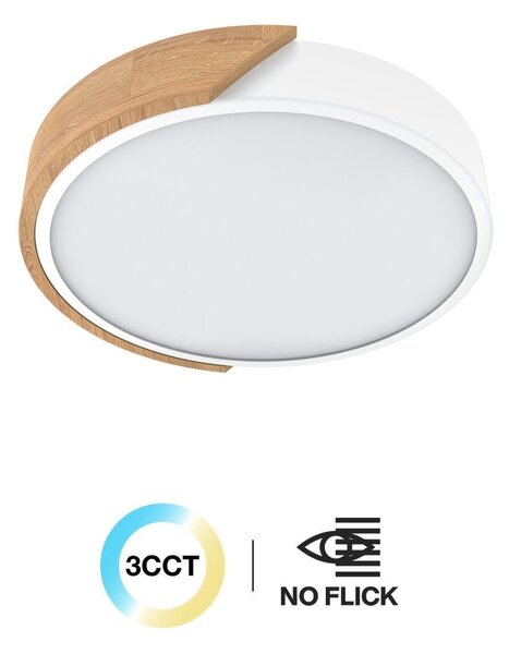 Plafoniera LED Rotonda 18W CCT Ø300mm Legno/Bianco