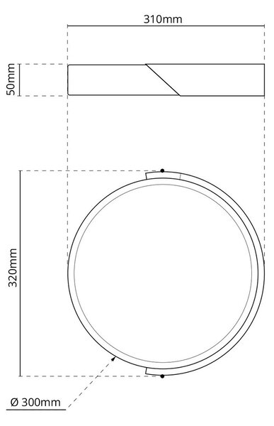 Plafoniera LED Rotonda 18W CCT Ø300mm Legno/Nero