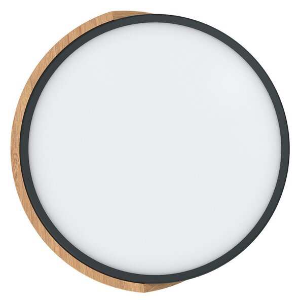 Plafoniera LED Rotonda 18W CCT Ø300mm Legno/Nero