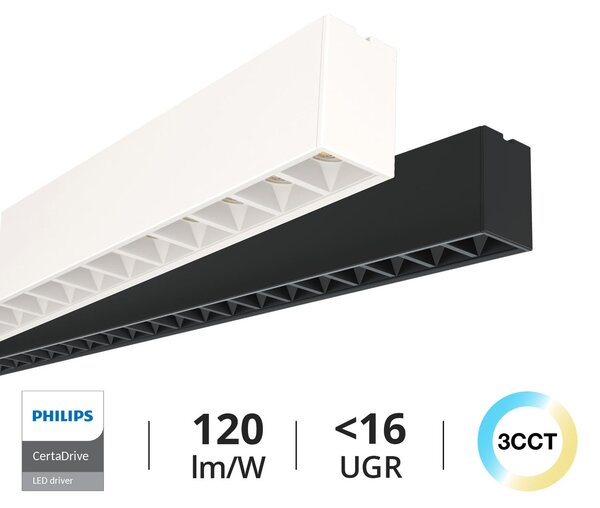 Plafoniera LED 40W 120cm UGR16 CCT con driver Philips Bianca o nera