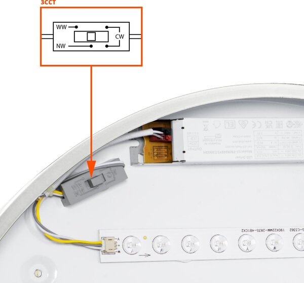 Plafoniera LED Rotonda 36W CCT Ø500mm Legno/Bianco