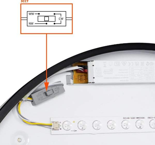 Plafoniera LED Rotonda 36W CCT Ø500mm Legno/Nero