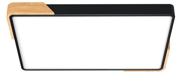 Plafoniera LED Rettangolare 30W CCT 60x40cm Legno/Nero