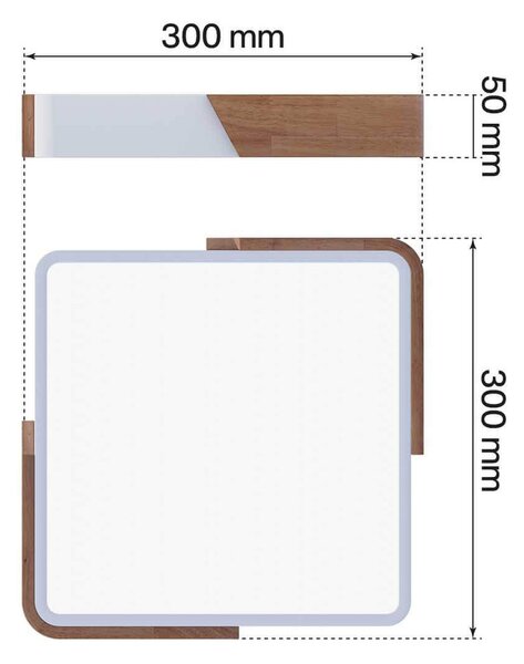 Plafoniera LED Quadrata 18W CCT 30x30cm Legno/Bianco