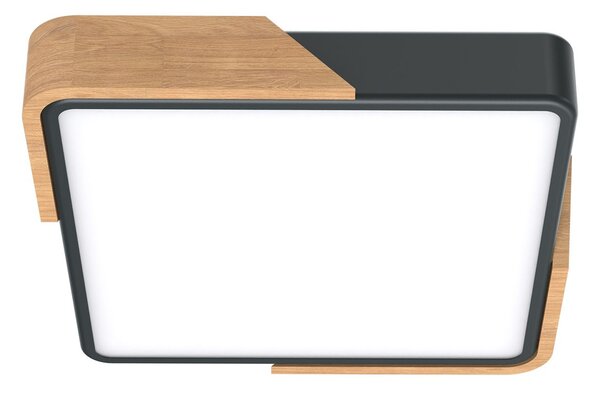 Plafoniera LED Quadrata 18W CCT 30x30cm Legno/Nero