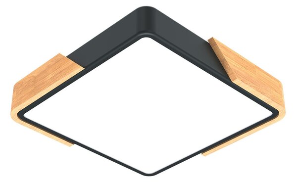 Plafoniera LED Quadrata 18W CCT 30x30cm Legno/Nero