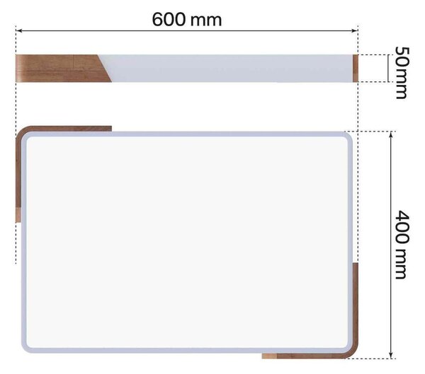 Plafoniera LED Rettangolare 30W CCT 60x40cm Legno/Bianco