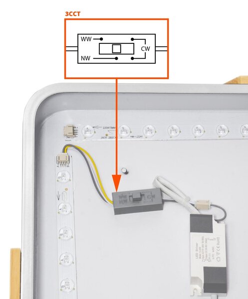 Plafoniera LED Rettangolare 30W CCT 60x40cm Legno/Bianco