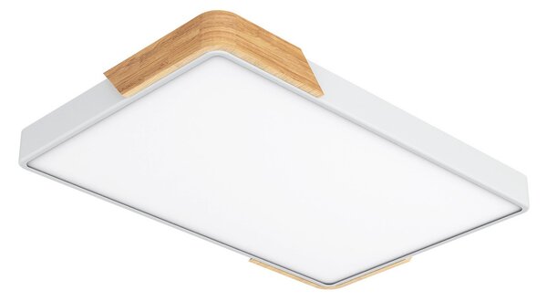 Plafoniera LED Rettangolare 30W CCT 60x40cm Legno/Bianco