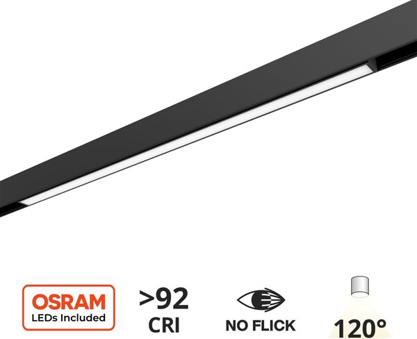 Faro LED Lineare 30W Magnetico 60cm CRI92 120° Nero 48V Colore Bianco Naturale 4.000K
