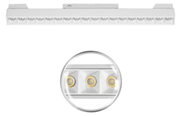 Faro LED Lineare 18W Magnetico 32cm CRI92 UGR16 Bianco 48V Colore Bianco Naturale 4.000K