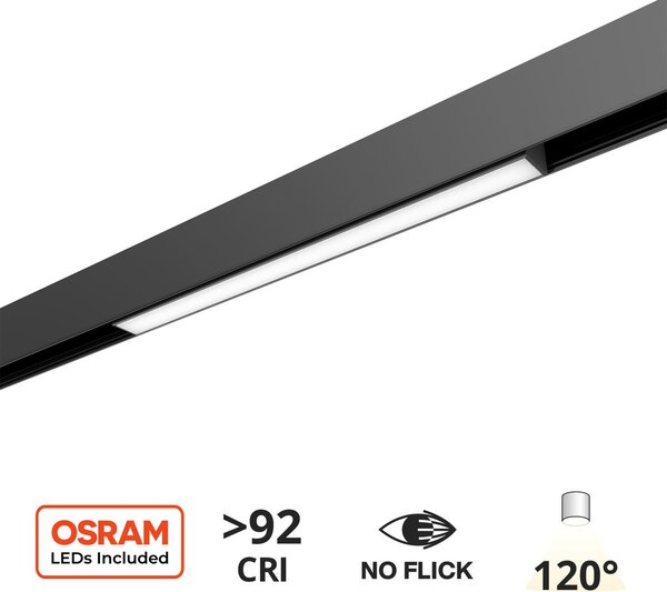 Faro LED Lineare 15W Magnetico 30cm CRI92 120° Nero 48V Colore Bianco Naturale 4.000K