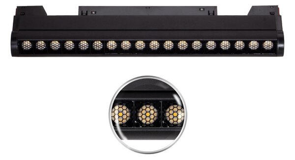 Faro LED Lineare 18W Magnetico 36cm CRI92 UGR16 Nero 48V Colore Bianco Naturale 4.000K