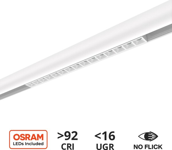 Faro LED Lineare 18W Magnetico 32cm CRI92 UGR16 Bianco 48V Colore Bianco Caldo 3.000K