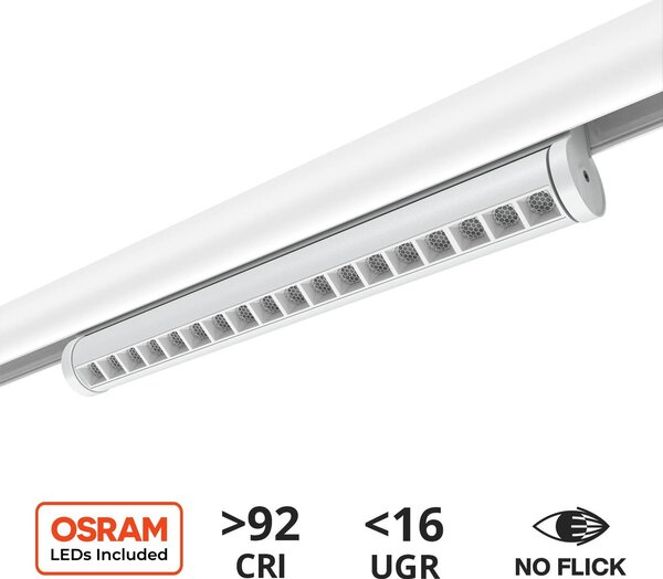 Faro LED Lineare 18W Magnetico 36cm CRI92 UGR16 Bianco 48V Colore Bianco Naturale 4.000K
