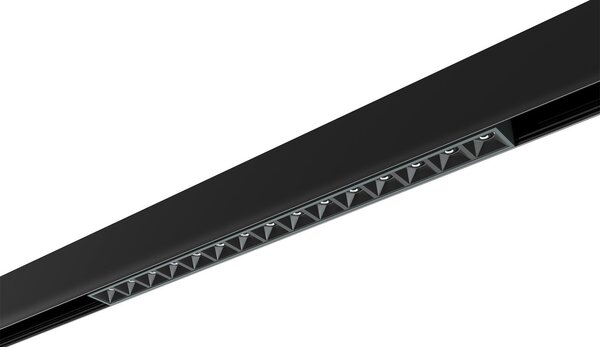 Faro LED Lineare 18W Magnetico 32cm CRI92 UGR16 Nero 48V Colore Bianco Naturale 4.000K