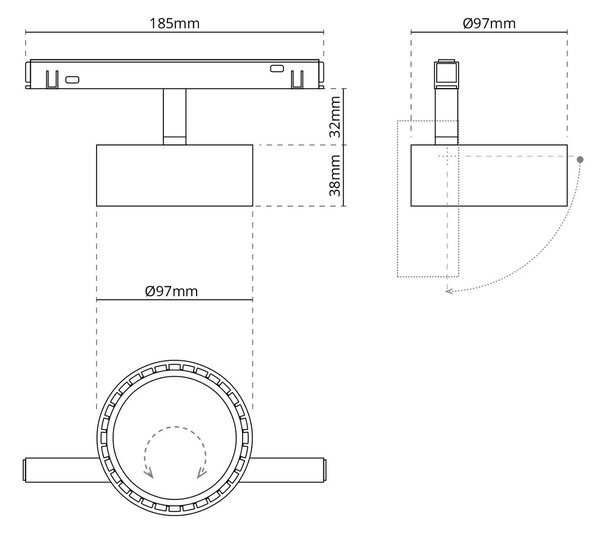 Faro LED 20W Tondo Magnetico CCT CRI92 Bianco 48V - BRIDGELUX LED Colore Bianco Variabile CCT