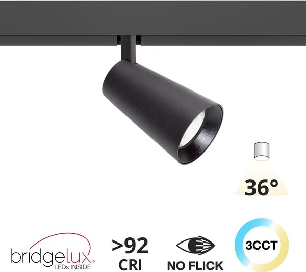 Faro LED 30W Magnetico CCT CRI92 36° Nero 48V - BRIDGELUX LED Colore Bianco Variabile CCT