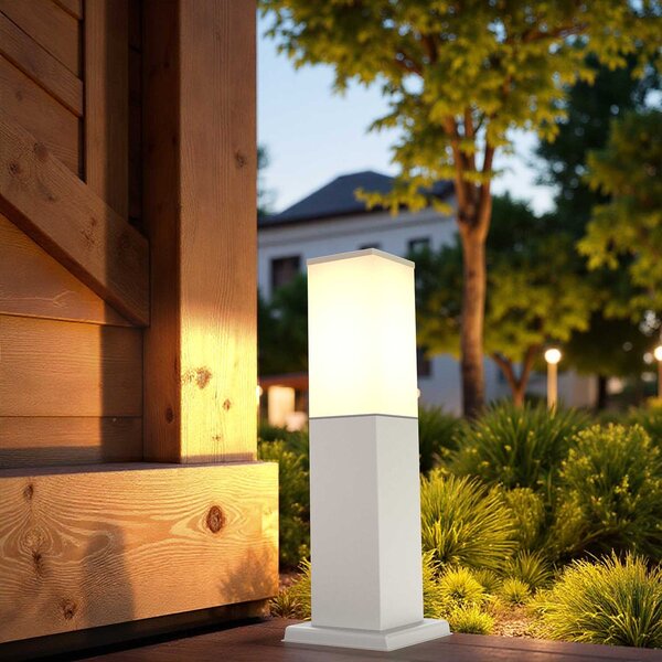 Paletto da Giardino 40cm Acciaio INOX Bianco IP54 Base E27
