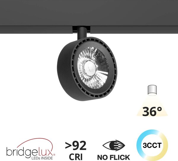 Faro LED 20W Tondo Magnetico CCT CRI92 Nero 48V - BRIDGELUX LED Colore Bianco Variabile CCT