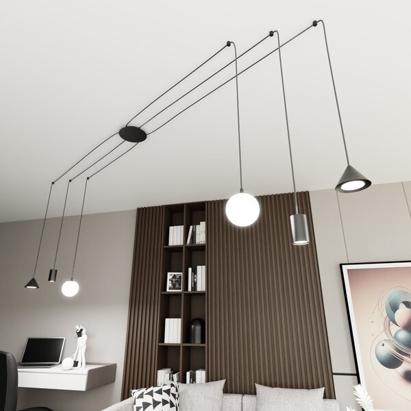 Lampadario a sospensione FUJI 6 Black