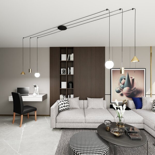 Lampadario a sospensione FUJI 6 Gold