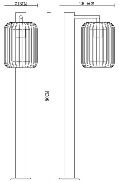 Paletto da Giardino Nero a Lanterna 80cm Base E27 IP54 - Serie NEXUS