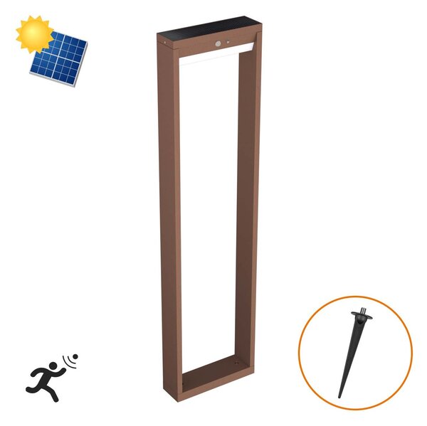Paletto da giardino Solare Corten con Sensore di Mov. 80cm serie VELA Colore Bianco Naturale 4.000K