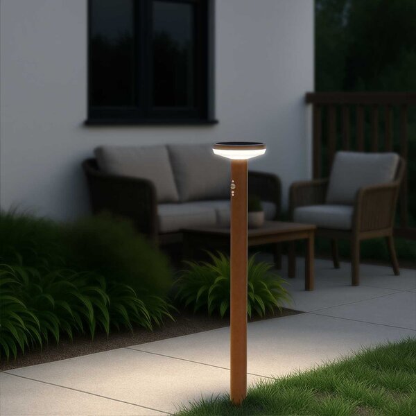 Paletto da giardino Solare Corten 80cm con Sensore Mov. e Picchetto Colore Bianco Naturale 4.000K