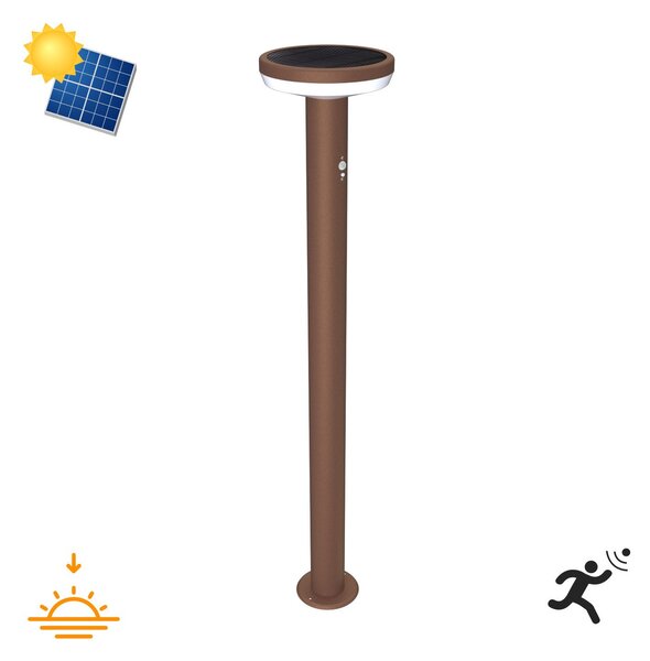 Paletto da giardino Solare Corten 80cm con Sensore Mov. e Picchetto Colore Bianco Naturale 4.000K