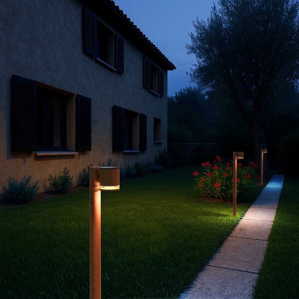 Paletto da Giardino Solare Corten da 100cm IP54 in Alluminio Colore Bianco Naturale 4.000K