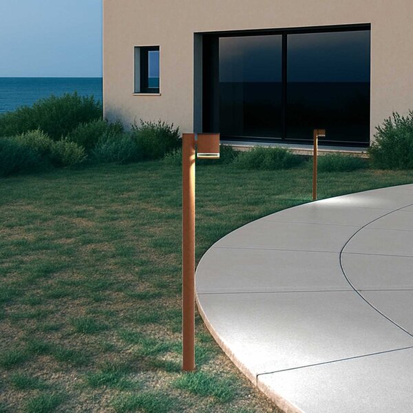 Paletto da Giardino Solare Corten da 100cm IP54 in Alluminio Colore Bianco Naturale 4.000K