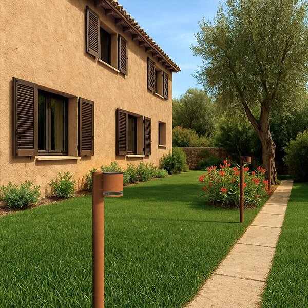 Paletto da Giardino Solare Corten da 100cm IP54 in Alluminio Colore Bianco Naturale 4.000K
