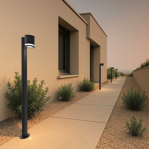 Paletto da Giardino Solare Nero da 100cm IP54 in Alluminio Colore Bianco Naturale 4.000K
