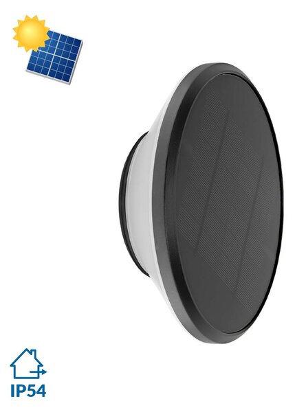 Applique Solare Tonda IP65 Nera da parete per Esterni Colore Bianco Naturale 4.000K