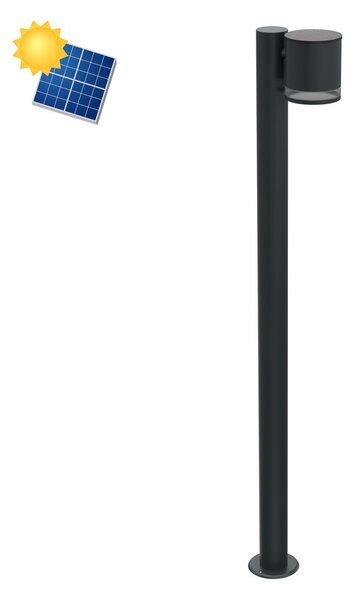 Paletto da Giardino Solare Nero da 100cm IP54 in Alluminio Colore Bianco Naturale 4.000K