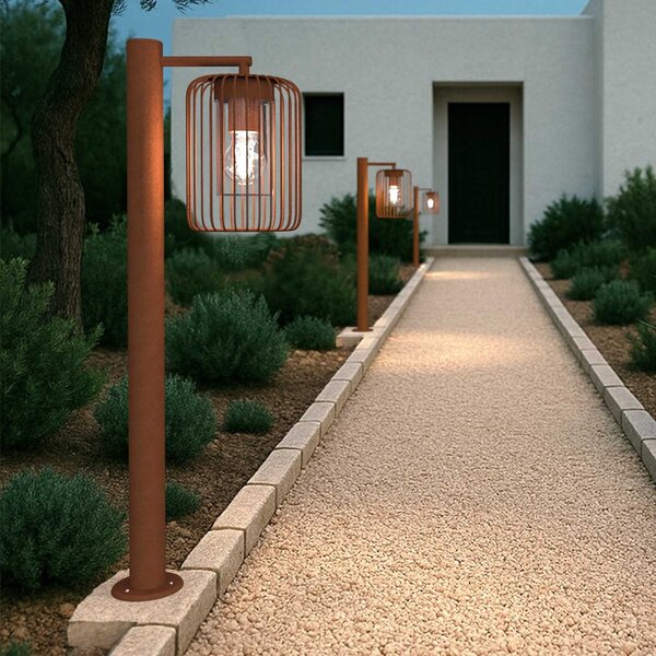 Paletto da Giardino Corten a Lanterna 80cm Base E27 IP54 - Serie NEXUS