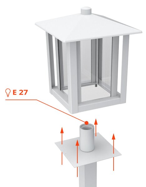 Paletto da Giardino Bianco 80cm Acciaio INOX Base E27 - Serie PILLAR