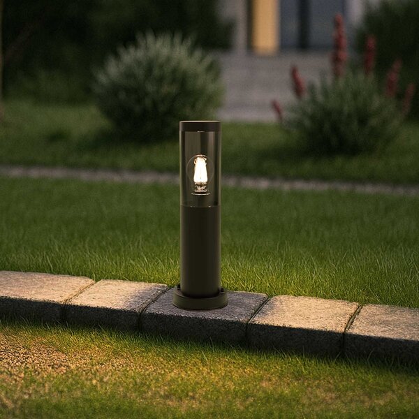 Paletto da Giardino Nero 40cm DarkLight Acciaio INOX base E27