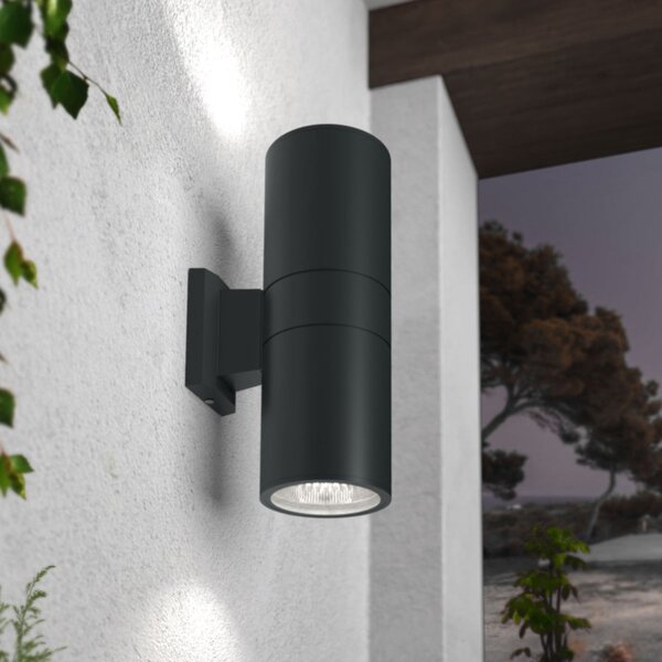 Applique Cilindrica Bidirezionale XL IP54 Con 2 basi E27 - Nera