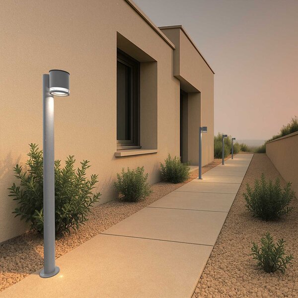 Paletto da Giardino Solare Grigio da 100cm IP54 in Alluminio Colore Bianco Naturale 4.000K