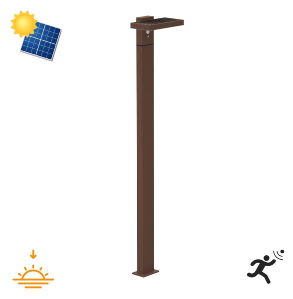 Paletto da giardino Solare Corten 100cm con Sensore Mov. e Picchetto Colore Bianco Naturale 4.000K