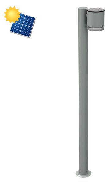 Paletto da Giardino Solare Grigio da 100cm IP54 in Alluminio Colore Bianco Naturale 4.000K