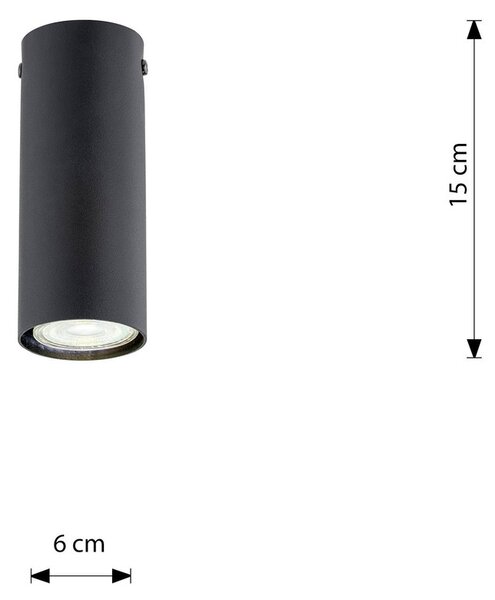 Plafoniera TECNO 1S da soffitto base GU10 Nera