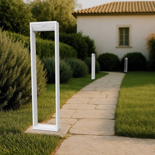 Paletto da giardino Solare Bianco con Sensore di Mov. 80cm serie VELA Colore Bianco Naturale 4.000K